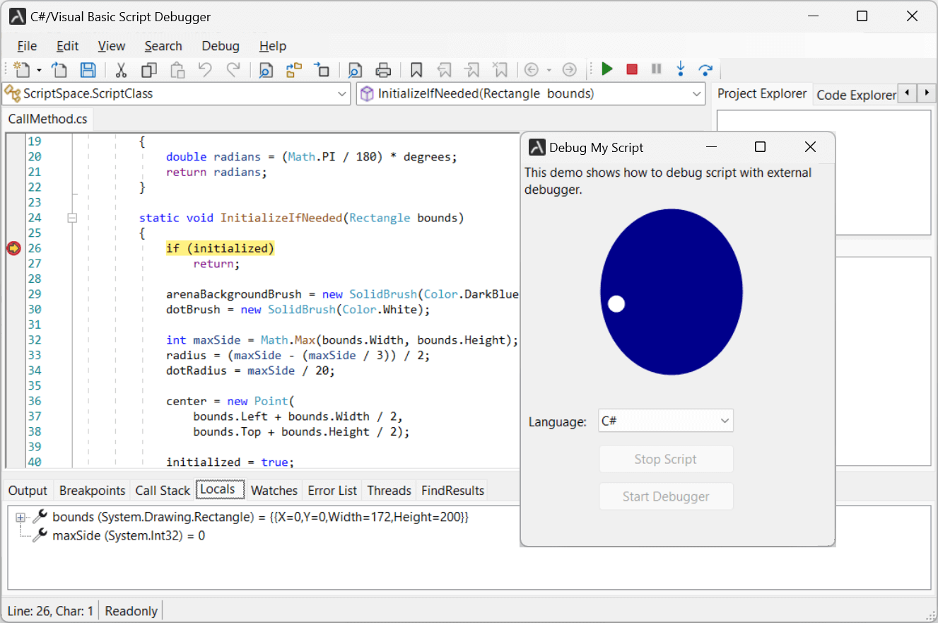 Known issues of .NET script executing and debugging