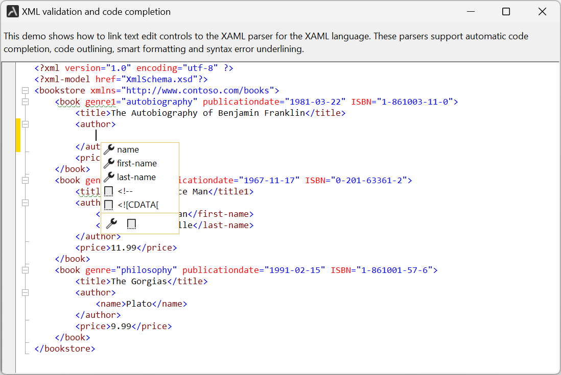 XML validation and code completion  - AlterNET Software