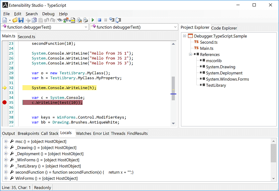 TypeScript/JavaScript code editing and execution