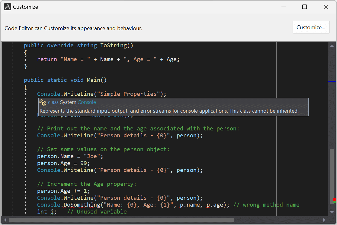 Code Editor improvements