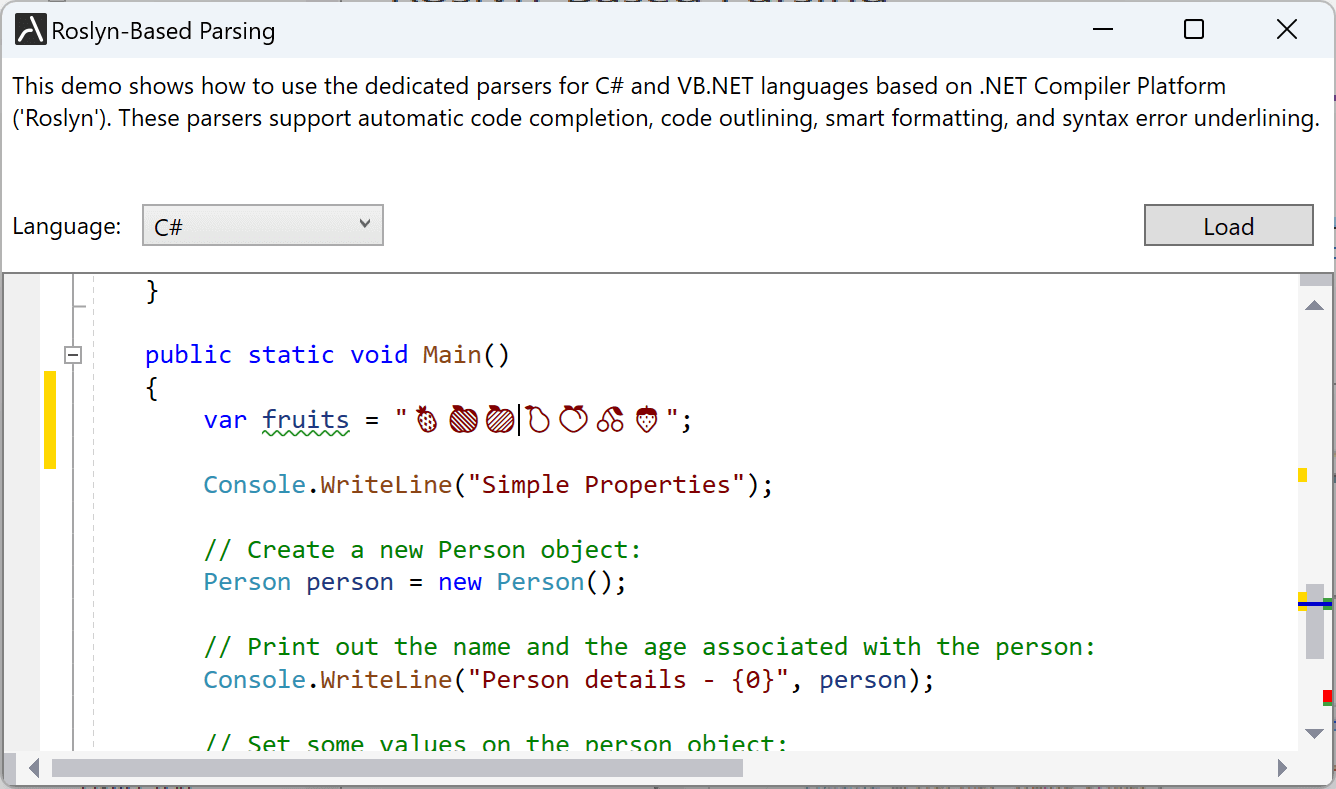 Enhanced C#/Visual Basic parsing