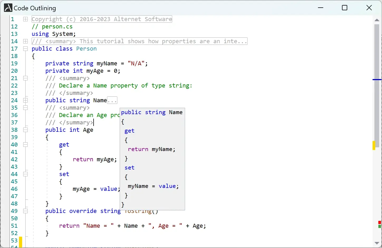 Code outlining