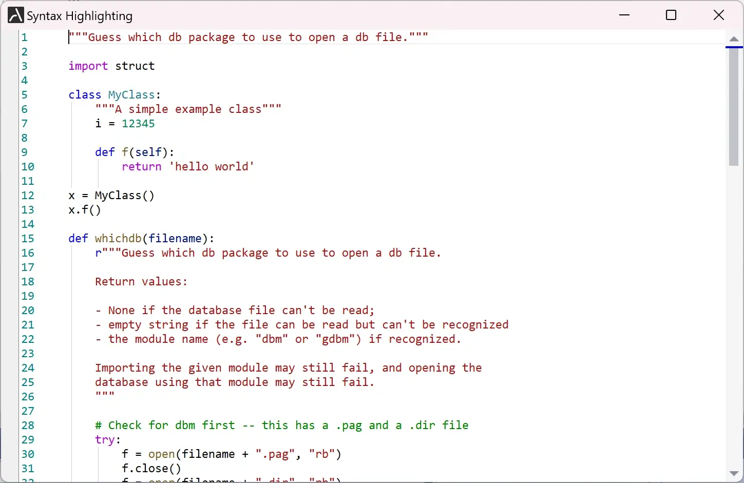 Syntax highlighting